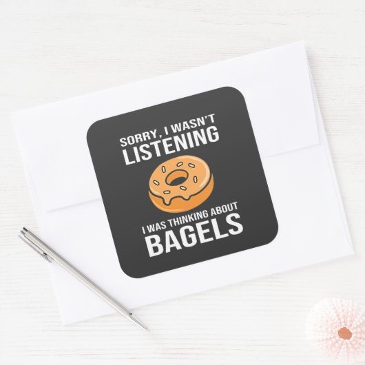Sorry dat ik dacht aan Bagels Joodse Chanoeka Vierkante Sticker (Envelop)