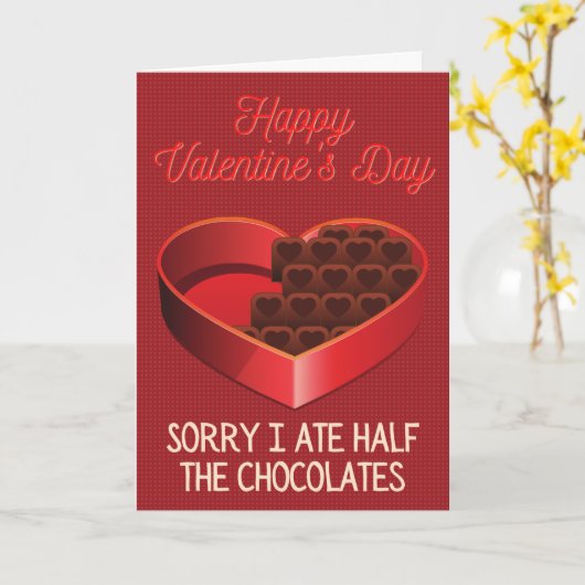 Sorry dat ik de chocolade heb opgegeten Grappige V Kaart (Gele Bloem)