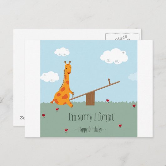 Sorry dat ik het vergat, fijne verjaardag briefkaart (Voorkant / Achterkant)
