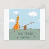 Sorry dat ik het vergat, fijne verjaardag briefkaart (Voorkant)