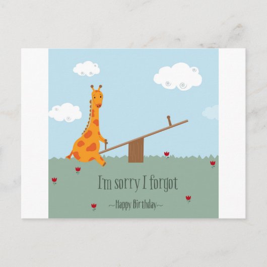 Sorry dat ik het vergat, fijne verjaardag briefkaart (Voorkant)