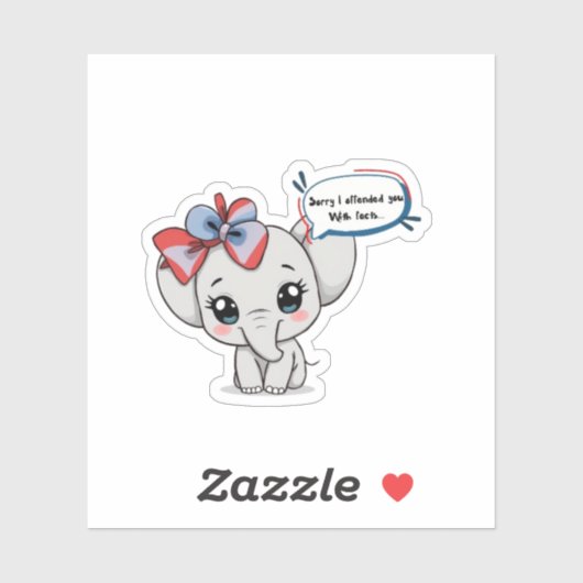 Sorry dat ik je beledigd heb... Schattige Olifant Sticker (Vel)