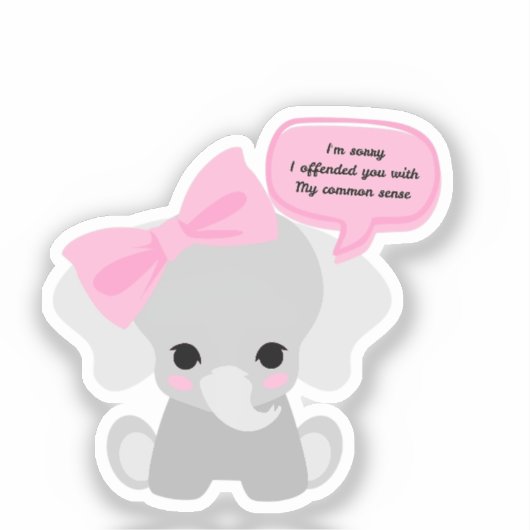 Sorry dat ik je beledigde Schattigee olifant Sticker (Voorkant)