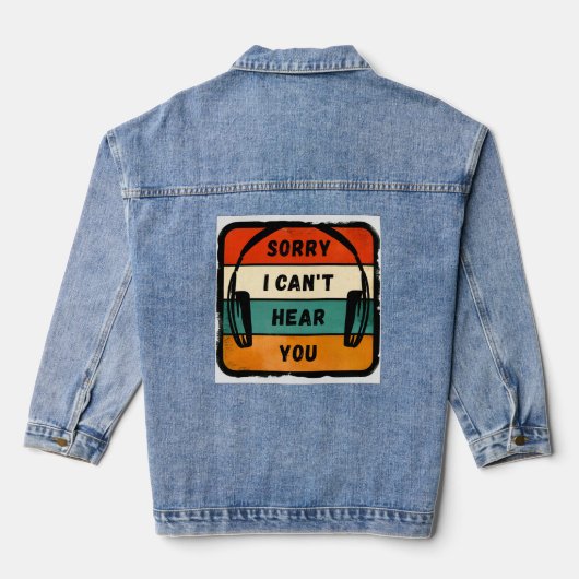 Sorry dat ik je niet kan horen - Retro Hoofdtelefo Denim Jacket (Achterkant)