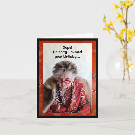 Sorry dat ik je verjaardagskaart gemist heb kaart (Gele Bloem)