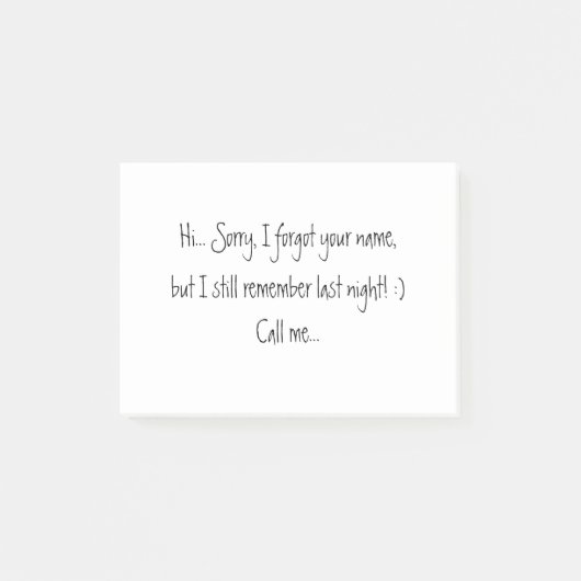 Sorry dat ik jouw naam vergat. Dating Love Black W Post-it® Notes (Voorkant)