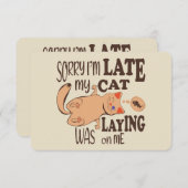 Sorry dat ik laat ben dat mijn kat op me lag bedankkaart (Voorkant / Achterkant)