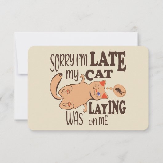 Sorry dat ik laat ben dat mijn kat op me lag bedankkaart (Voorkant)