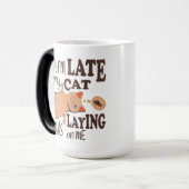 Sorry dat ik laat ben dat mijn kat op me lag magische mok (Voorkant links)