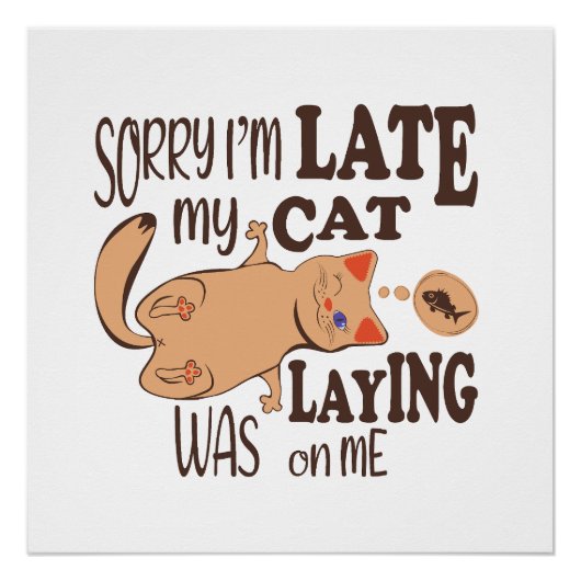 Sorry dat ik laat ben dat mijn kat op me lag perfect poster (Voorkant)