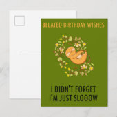 Sorry dat ik laat ben. Happy Belated Birthday Aankondigingskaart (Voorkant / Achterkant)