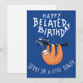 Sorry dat ik laat ben. Happy Belated Birthday Bedankkaart (Voorkant / Achterkant)