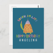Sorry dat ik laat ben. Happy Belated Birthday Briefkaart (Voorkant / Achterkant)