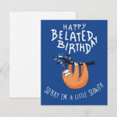 Sorry dat ik laat ben. Happy Belated Birthday Notitiekaartje (Voorkant / Achterkant)