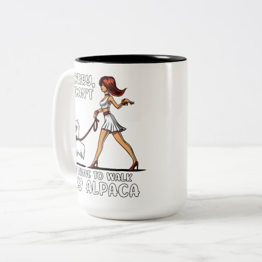 Sorry dat ik mijn Alpaca Llama moet lopen Tweekleurige Koffiemok (Voorkant links)