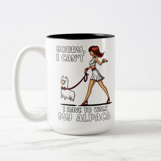 Sorry dat ik mijn Alpaca Llama moet lopen Tweekleurige Koffiemok (Links)