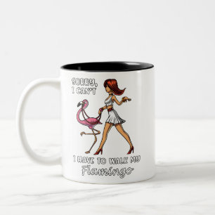 Sorry dat ik mijn Flamingo Bird moet lopen Tweekleurige Koffiemok