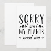 Sorry dat ik mijn Planten niet nodig heb Bedankkaart (Voorkant / Achterkant)