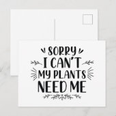 Sorry dat ik mijn Planten niet nodig heb Briefkaart (Voorkant / Achterkant)