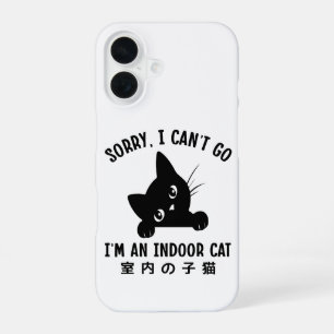 Sorry dat ik niet kan gaan, ik ben een grappig kat iPhone 16 hoesje