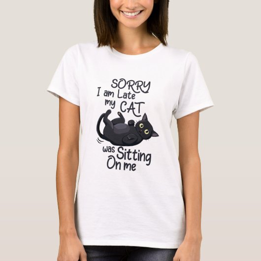 Sorry dat ik te laat ben - Cat Rules! T-shirt (Voorkant)