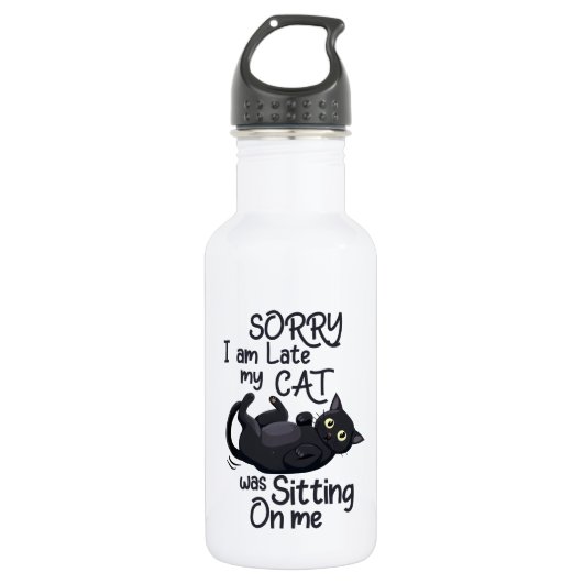Sorry dat ik te laat ben - Cat Rules! Waterfles (Voorkant)