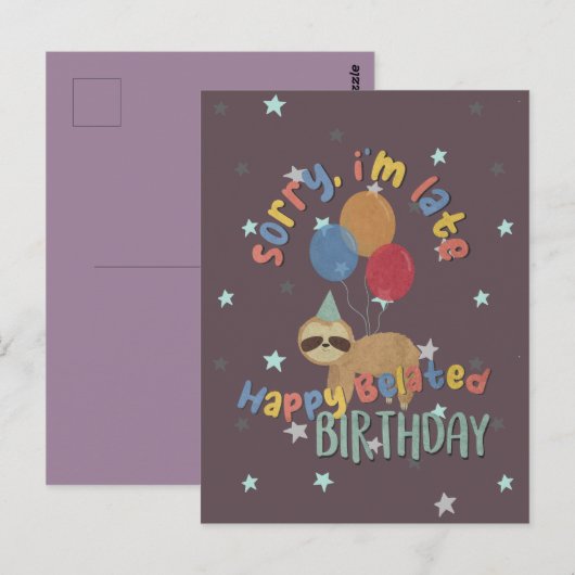 Sorry dat ik te laat ben. Gefeliciteerd na afloop Briefkaart (Voorkant / Achterkant)