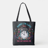 Sorry dat ik te laat ben, kat nodigde me Funny Cat Tote Bag (Achterkant)