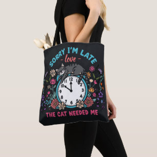Sorry dat ik te laat ben, kat nodigde me Funny Cat Tote Bag