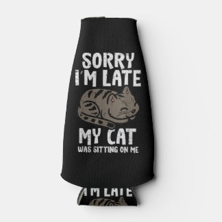 Sorry dat ik te laat ben, kat zit op mij Funny Pet Flesjeskoeler