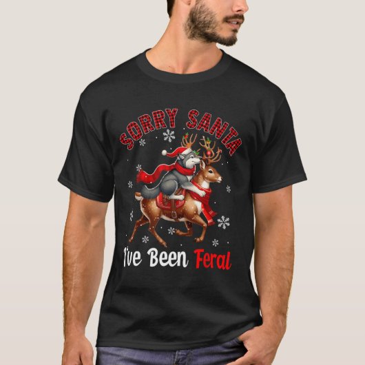 Sorry dat ik verwilderd kerstman wolf rijden t-shirt (Voorkant)