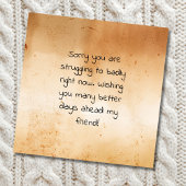 Sorry dat je het moeilijk hebt | Wens betere dagen Kaart