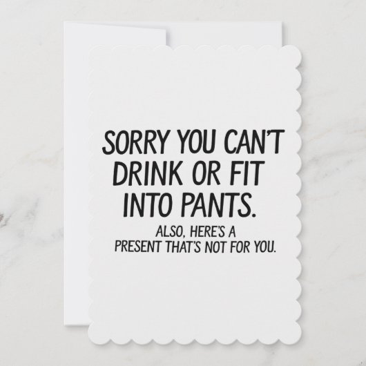 Sorry dat je niet kunt drinken of in broeken past kaart (Voorkant)