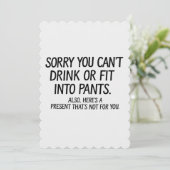 Sorry dat je niet kunt drinken of in broeken past kaart (Staand voorkant)