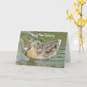 Sorry dat je weggaat, eend wenskaart kaart (Gele Bloem)