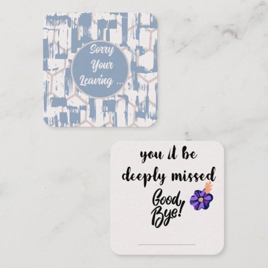 Sorry dat je weggaat notitiekaartje (Voorkant / Achterkant)