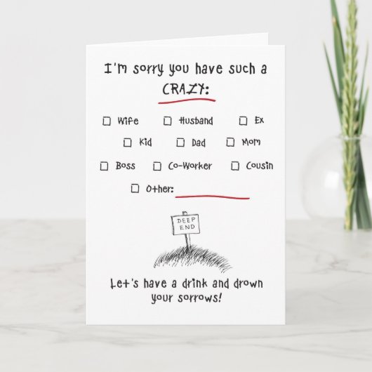 Sorry dat je zo'n gek hebt... check er een! kaart (Voorkant)