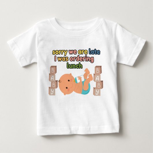 Sorry dat we laat witte Baby t-shirt zijn (Voorkant)