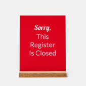 Sorry, dit register is gesloten Rood en Wit Tekst Acryl Bord (Voorkant)