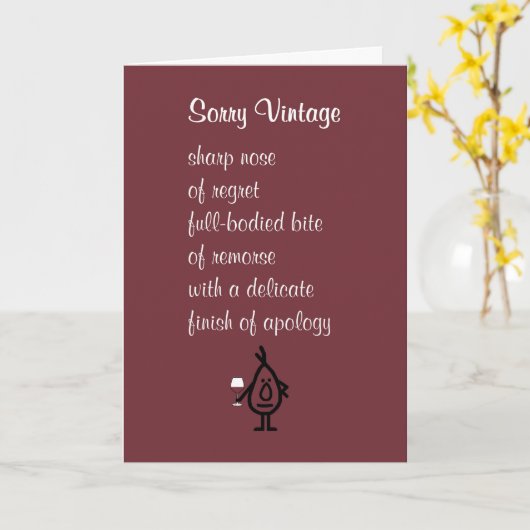 Sorry  - een grappig excuusgedicht kaart (Gele Bloem)