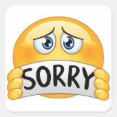Sorry Emoticon Vierkante Sticker (Voorkant)
