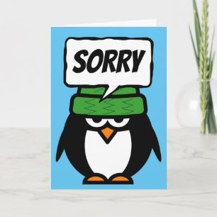 Sorry excuses kaart met grappige pinguïn cartoon