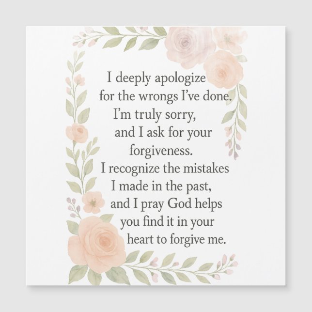 Sorry/Excuses\ Vergeving Bloem Magnetische Kaart (Voorkant)