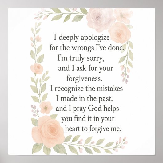 Sorry/Excuses\ Vergeving Bloemen Poster (Voorkant)