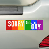 SORRY Girls Ik ben GAY Bumpersticker (Op auto)