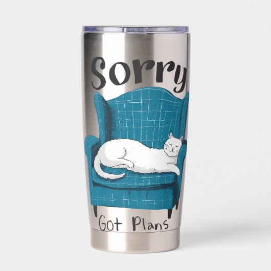 Sorry Got Plans Funny Cat Lover Gift  Geïsoleerde Drinkbeker (Achterkant)