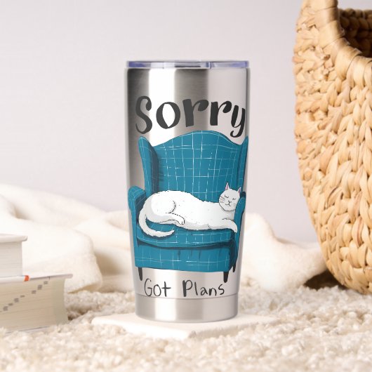 Sorry Got Plans Funny Cat Lover Gift  Geïsoleerde Drinkbeker (Woonkamer (Gedraaid)  )