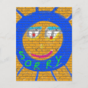 Sorry Graffiti, Art Sad Face, Sadness Regret Briefkaart