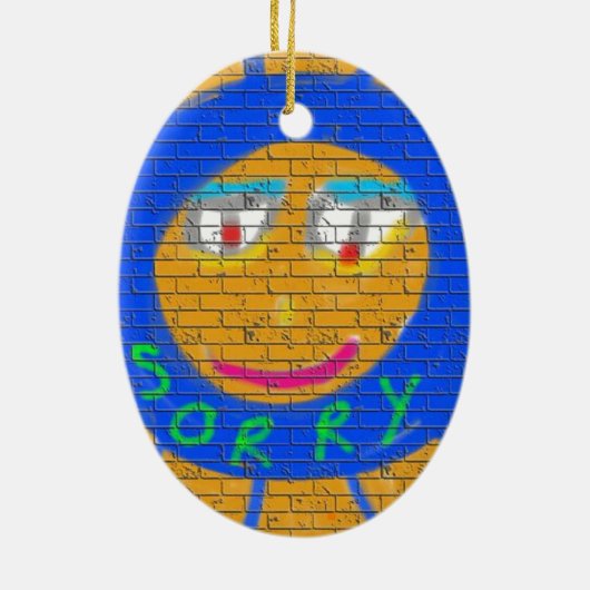 Sorry Graffiti, Art Sad Face, Sadness Regret Keramisch Ornament (Achterkant)