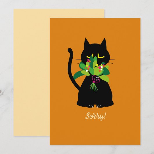 SORRY! Grappig Zwart Kat Wenskaart 🐈‍⬛ Feestdagenkaart (Voorkant / Achterkant)